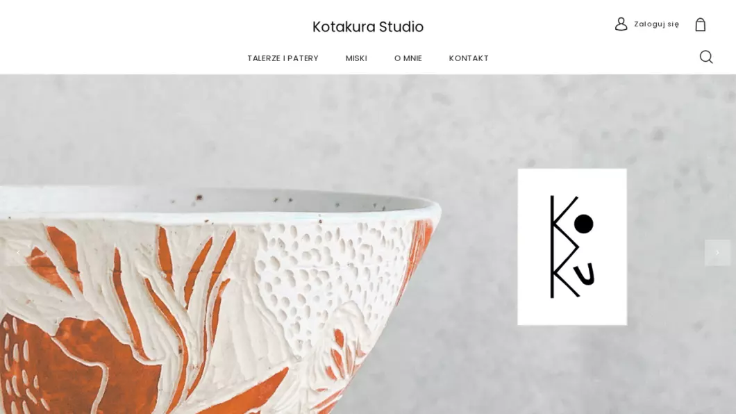 Zrzut ekranu strony Ceramika użytkowa handmade | Sklep internetowy Kotakura Studio