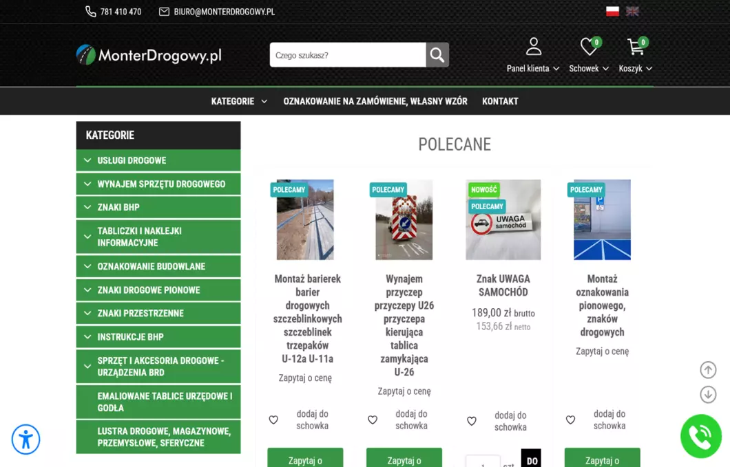 Zrzut ekranu strony Monterdrogowy.pl