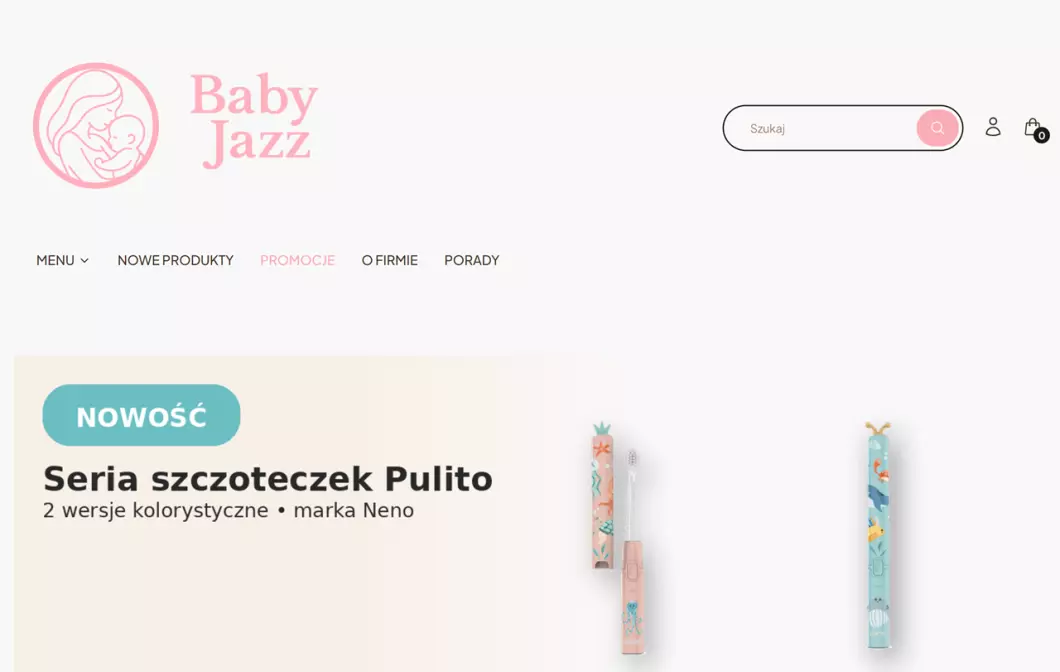 Zrzut ekranu strony Akcesoria dla dzieci - Baby Jazz