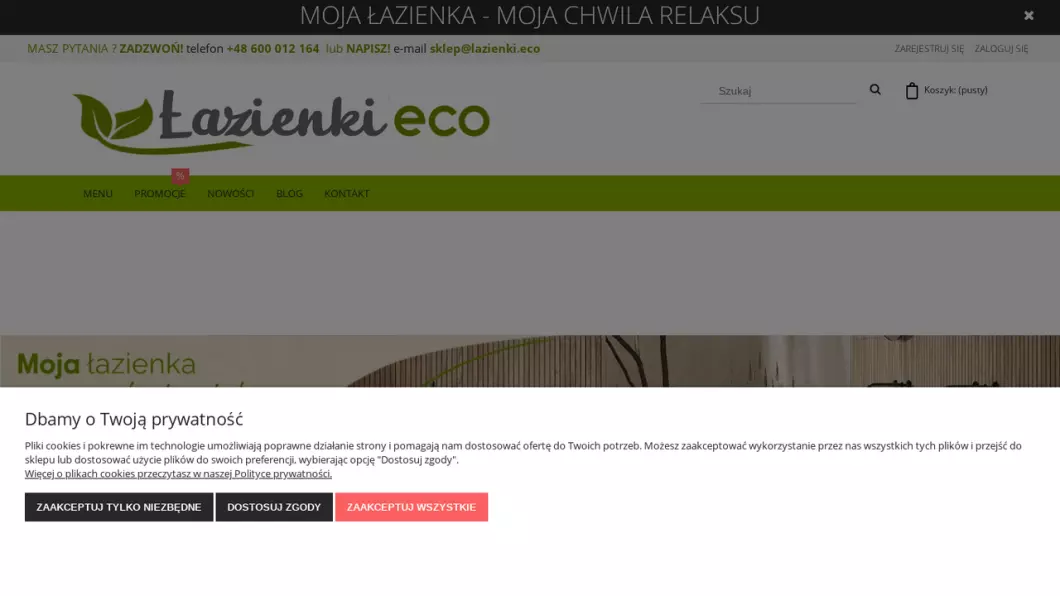 Zrzut ekranu strony Wyposażenie łazienek Łazienki.eco