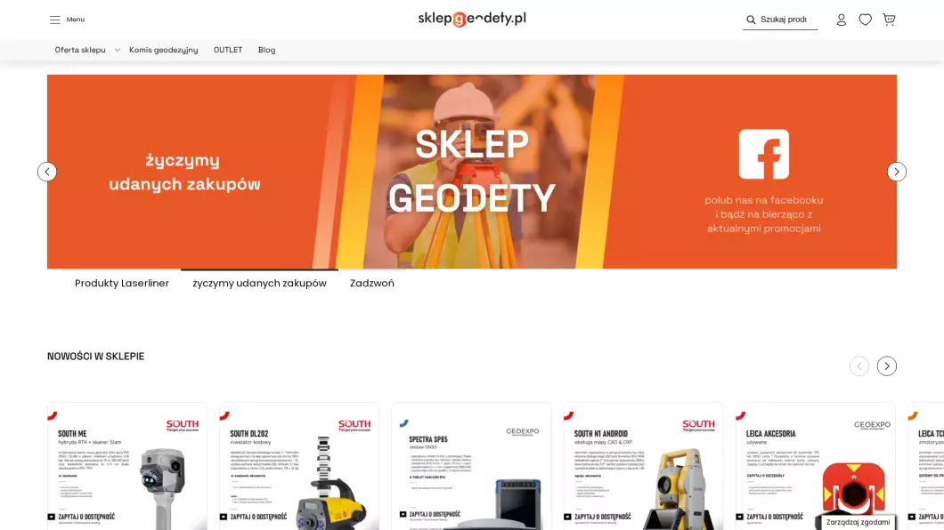 Zrzut ekranu strony Sklep Geodety