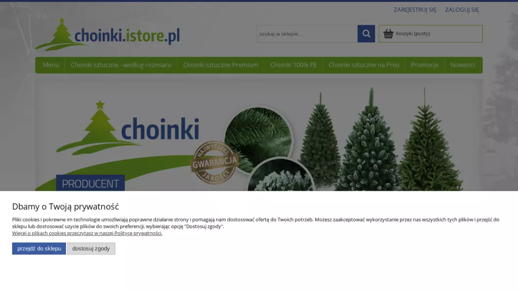 Zrzut ekranu strony Choinki sztuczne - hurtownia, producent | Sklep internetowy Choinki.istore.pl